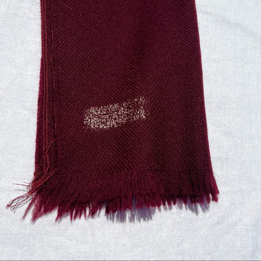 Burgundy Fringe Edge Scarf - Picture 4 of 4